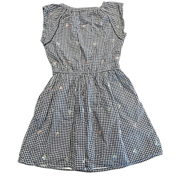 Gap Kids L Gingham Capsleeve Dress With Embroidered Flowers And Checkered Print - Picture 2 of 12